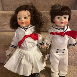 Vintage 1979 Effanbee Faith Wick Anchors  15" Sailor Girl Boy Dolls